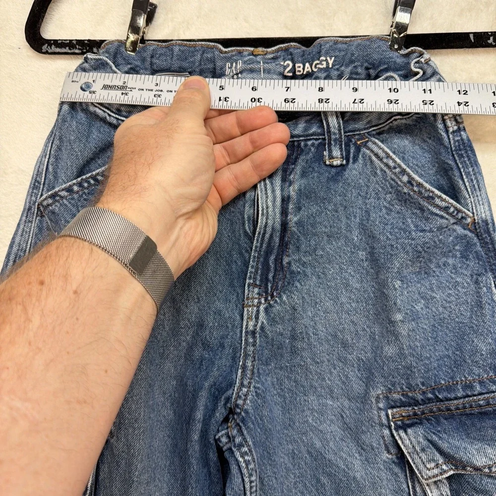 Gap Kids Cargo Jeans Boys‎ Size 12 Baggy Wide Leg Y2K Streetwear Denim